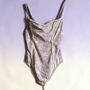 Shade & Shore Floral One Piece Swimsuit Lace trim Medium